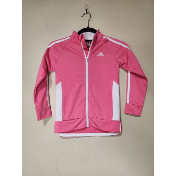Adidas Girs Pink 3 Stripes 2 Pc Track Suit Jacket Pants Size 6X - Picture 7 of 12